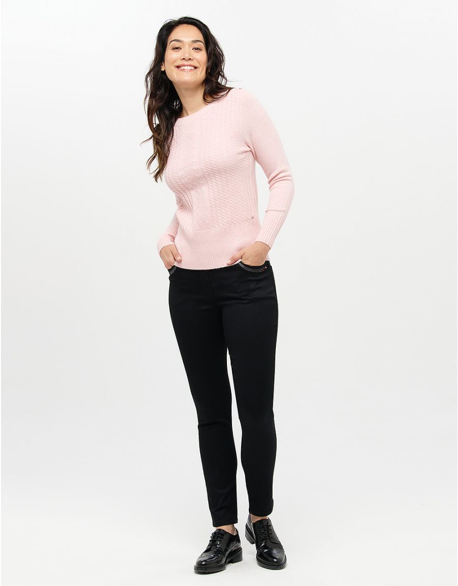 Pull col bateau rose