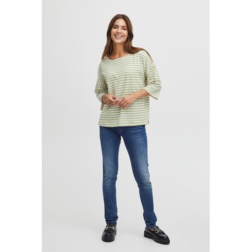 Fransa Stribet T-shirt, Dark Citron Mix, M