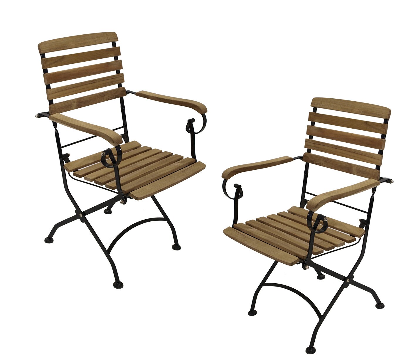 DEGAMO Klappsessel JAKARTA, Flachstahl schwarz + Teakholz, 2-er Set