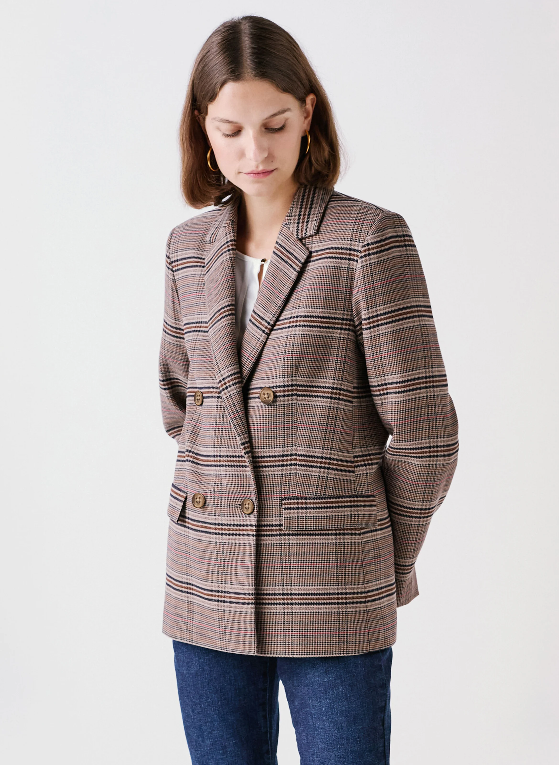 VENEZIANA - Veste droite à carreaux | Marron