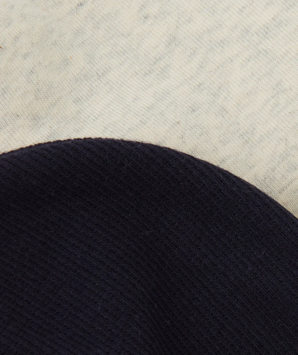 LOT DE 2 BONNETS BÉBÉ GARÇON EN COTON BLEU MARINE ET ÉCRU CHINÉ