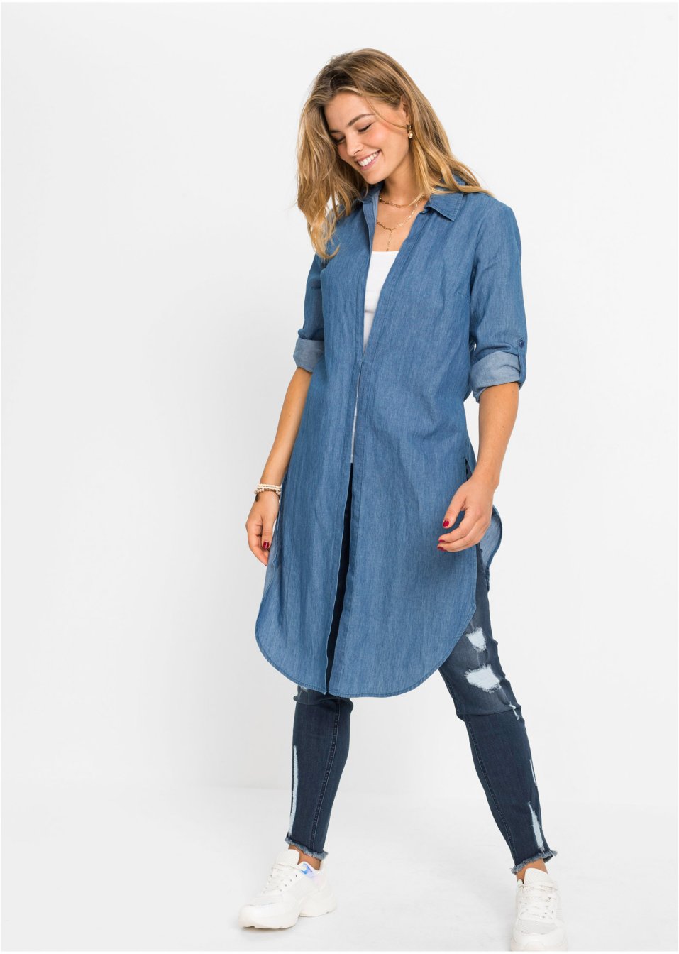Blouse longue avec fentes latérales