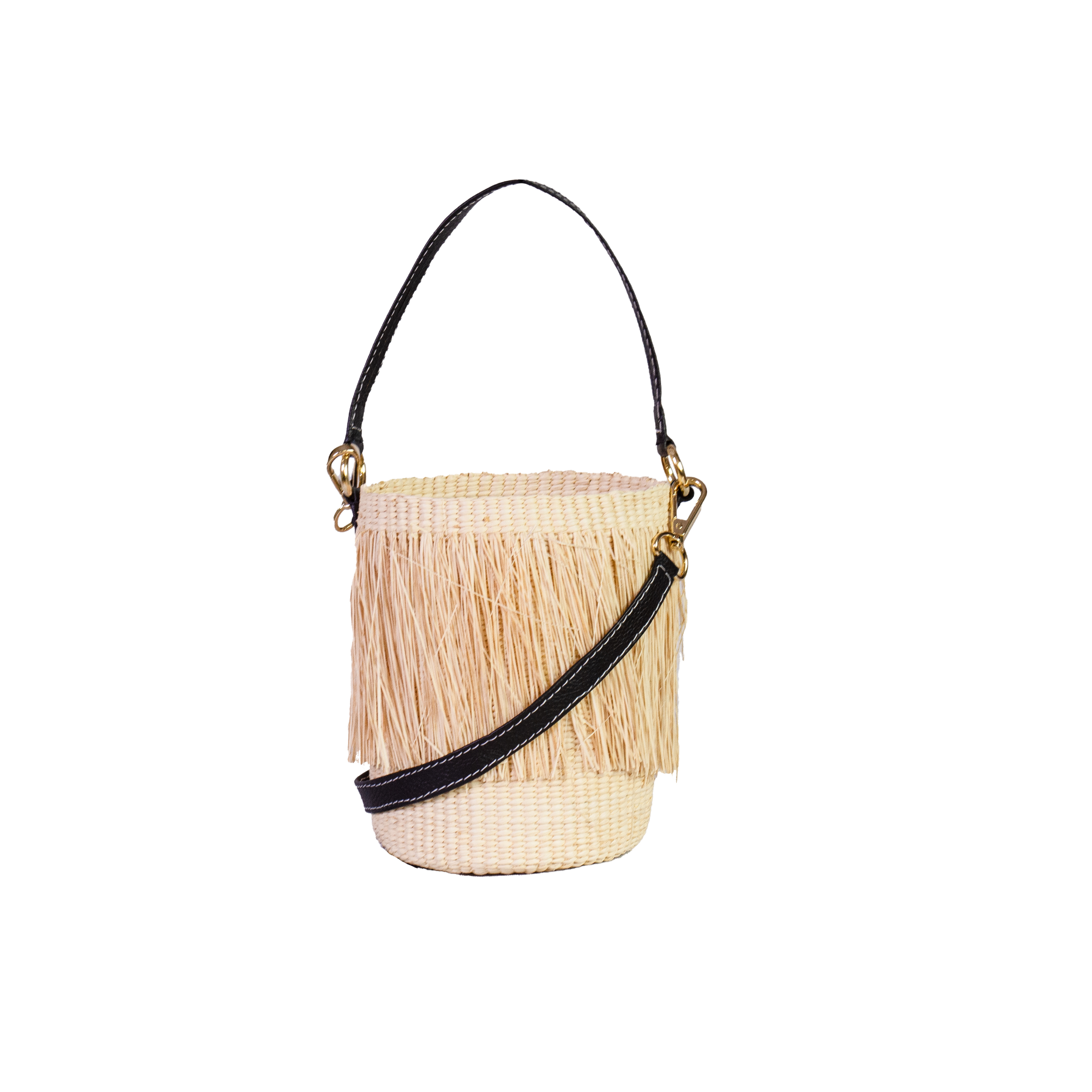 Mini sac seau à franges avec bandoulière