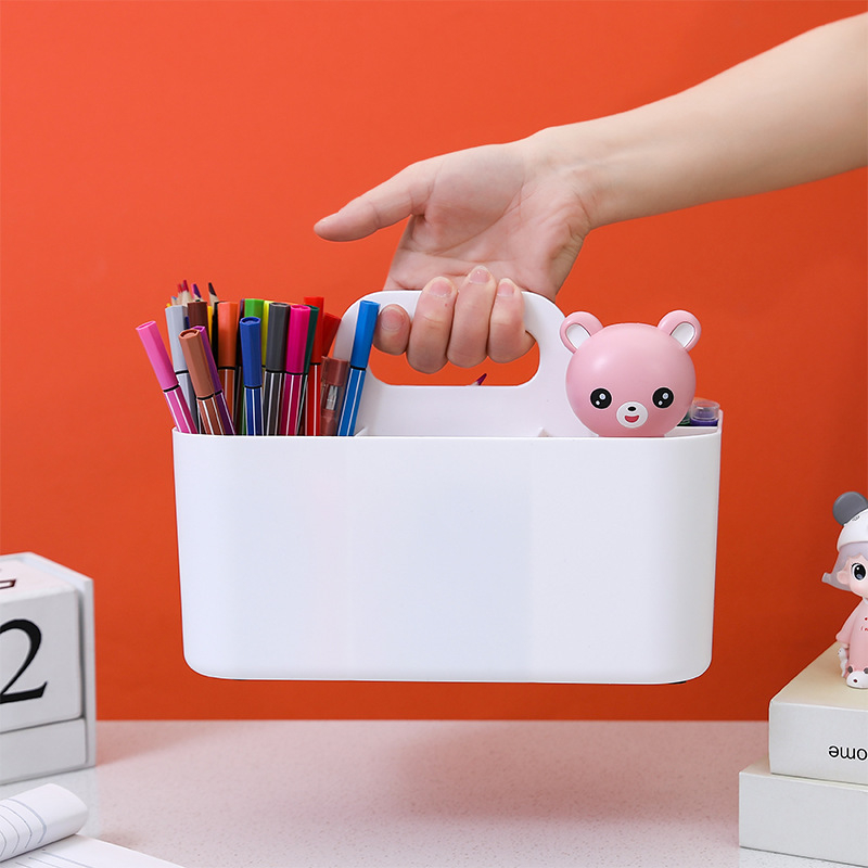 Tragbarer Bastel Organizer Büro Zubehör Aufbewahrungsbox für Stifte / Schere / Pinsel - Weiss