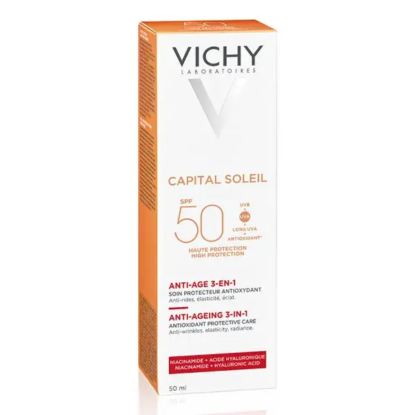 Vichy Capital Soleil Crème Solaire Visage Anti-Âge 3 en 1 SPF50 50ml