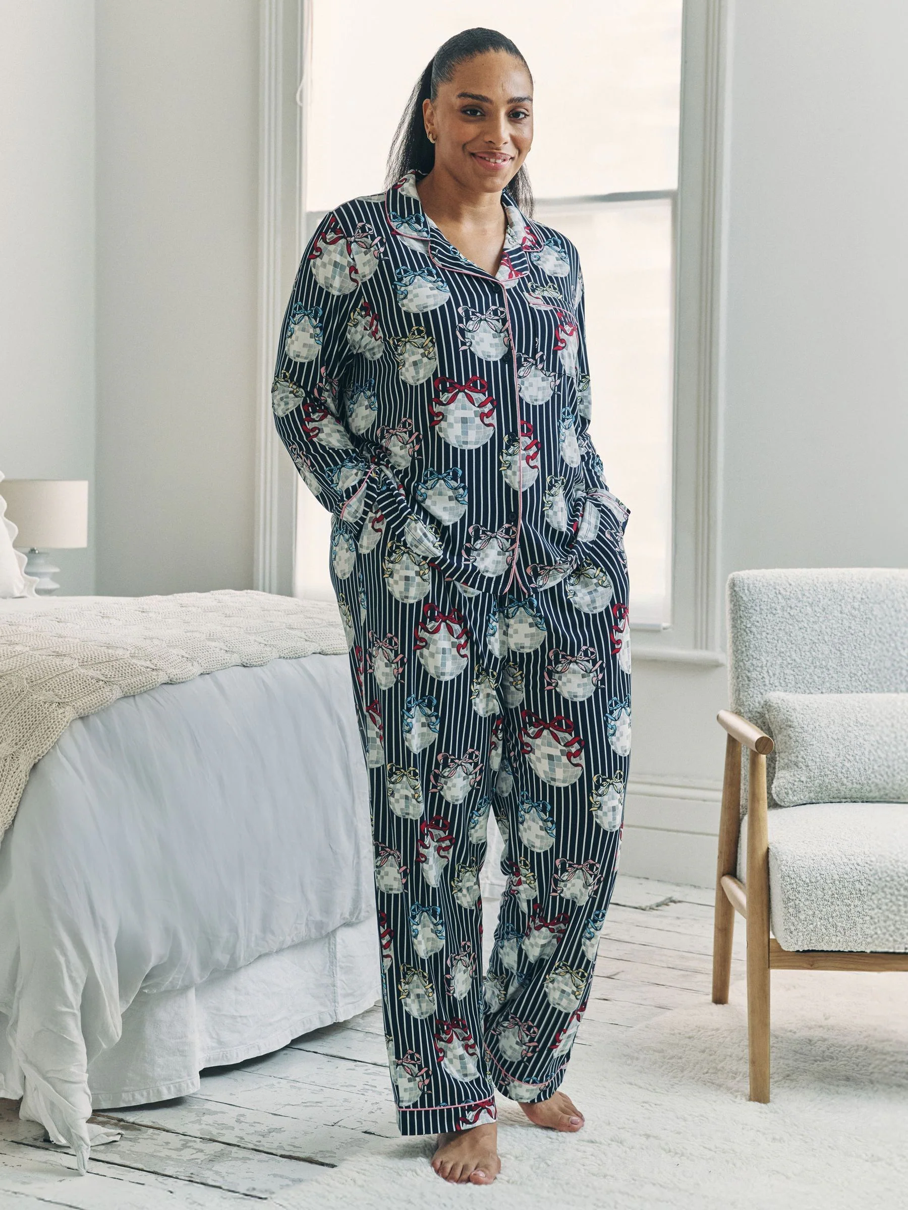 Chelsea Peers Disco Ball Print Long Pyjamas Set