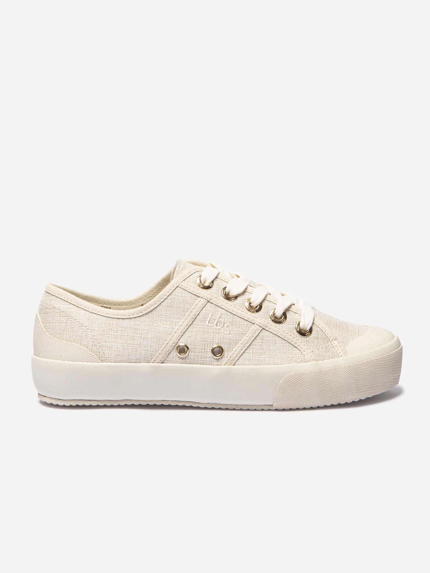 Tennis Femme En Toile Semelle Compensée Beige