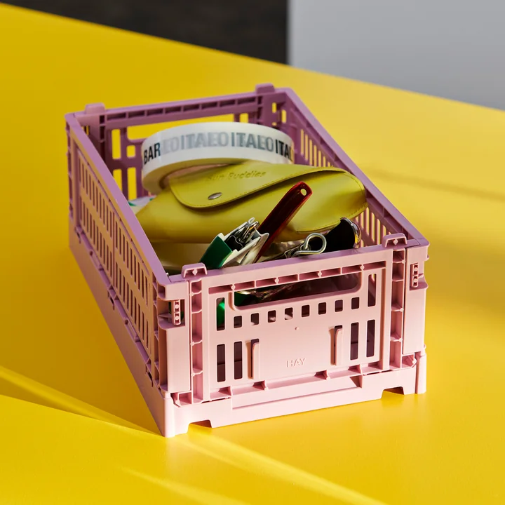 HAY - Colour Crate Korb S, 26,5 x 17 cm, blush, recycled (4er Set)