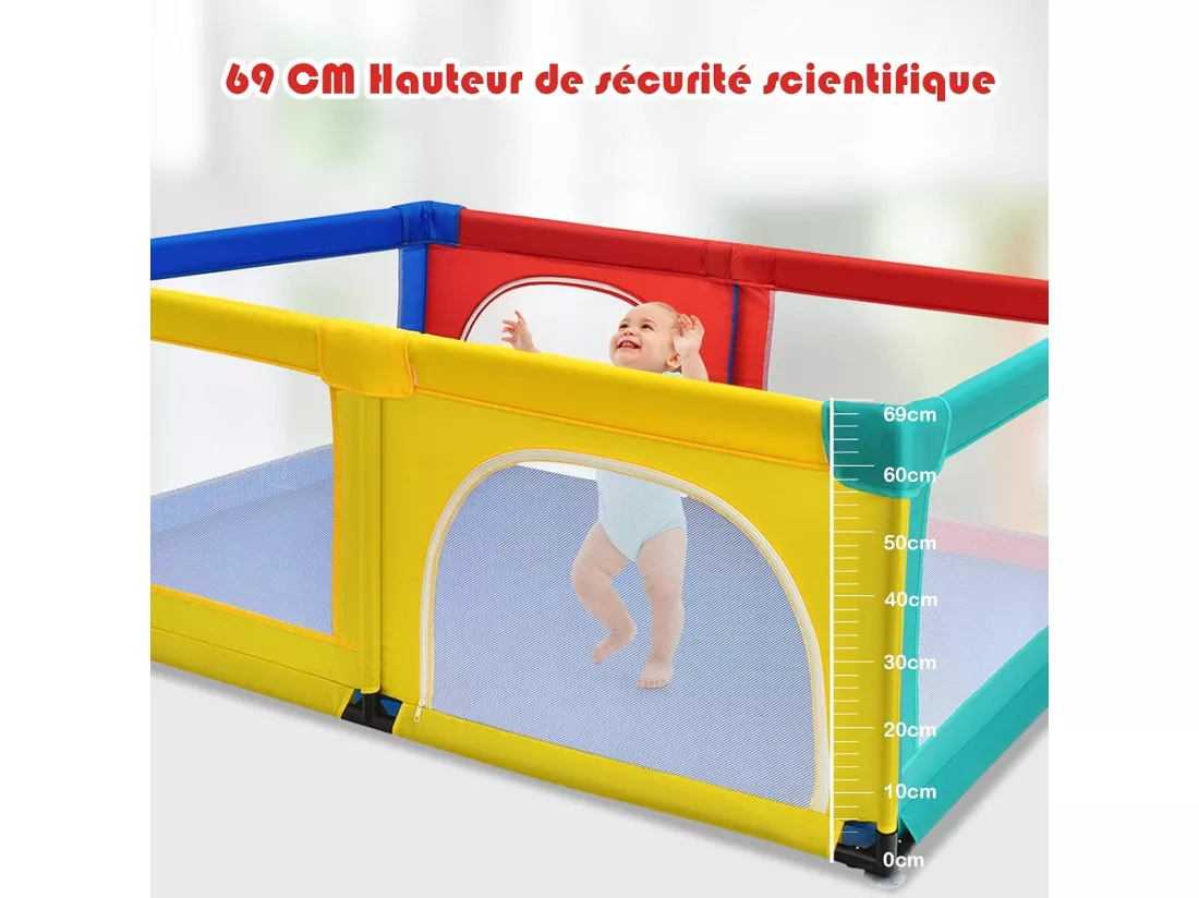 Parc Bébé Portable aevc 50 Boules Colorées 122 x 192 x 69 CM Barrière de Sécurité de Enfants, Pieds Antidérapantes