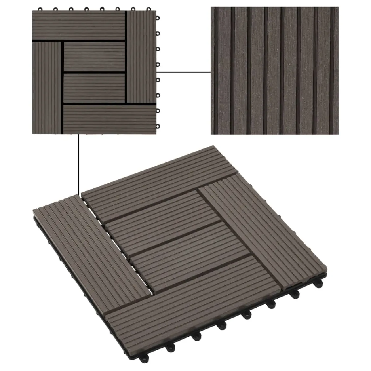 vidaXL Carreau Terrasse WPC 30x30 Marron Foncé