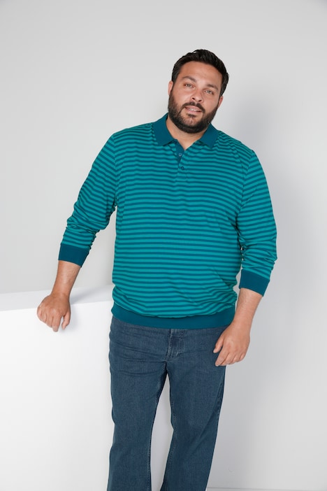 Boston Park Poloshirt, Langarm, Bauchfit, Ringel, bis 80/82