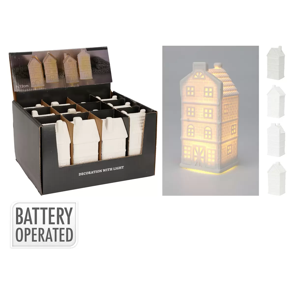 LED-Haus Porzellan weiss
