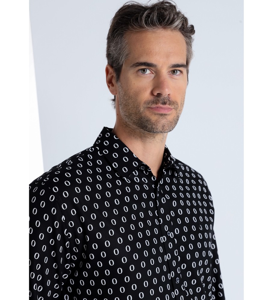 Camisa de manga comprida Bendorff com miniestampa preta