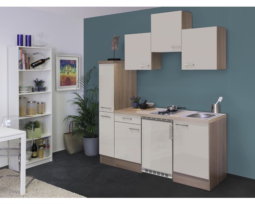 Flex Well enkele keuken met apparatuur Nepal 180 cm kasjmier glanzend gedemonteerde variant omkeerbaar 00009886