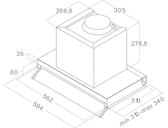 ELICA - Groupe filtrant Boxin, 60 cm, 620 m3/h, PRF0172166