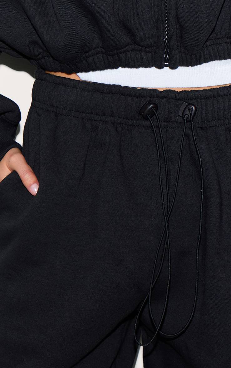 Noir Joggers Oversize À Ourlets À Cordon De Serrage