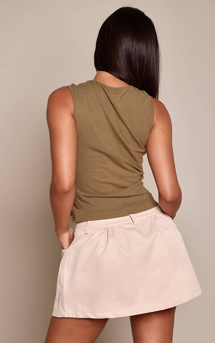 Gris Pierre Mini-jupe Fluide Taillée Taille Basse Petite