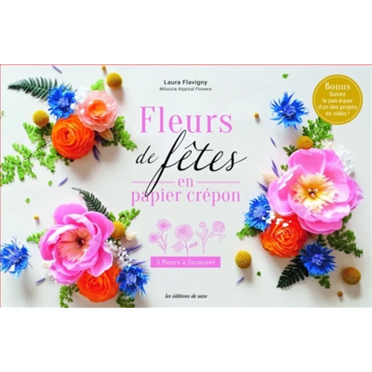 Fleurs de fêtes en papier crépon : 3 fleurs à façonner · Occasion