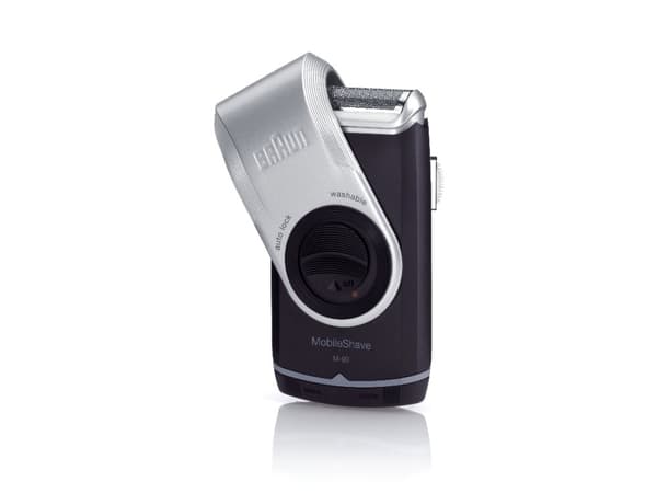 Braun Herrenrasierer MobileShave M-90, Barberingsmaskin, Blå, Sølv, Batteri, 180 g, 38 mm, 79 mm