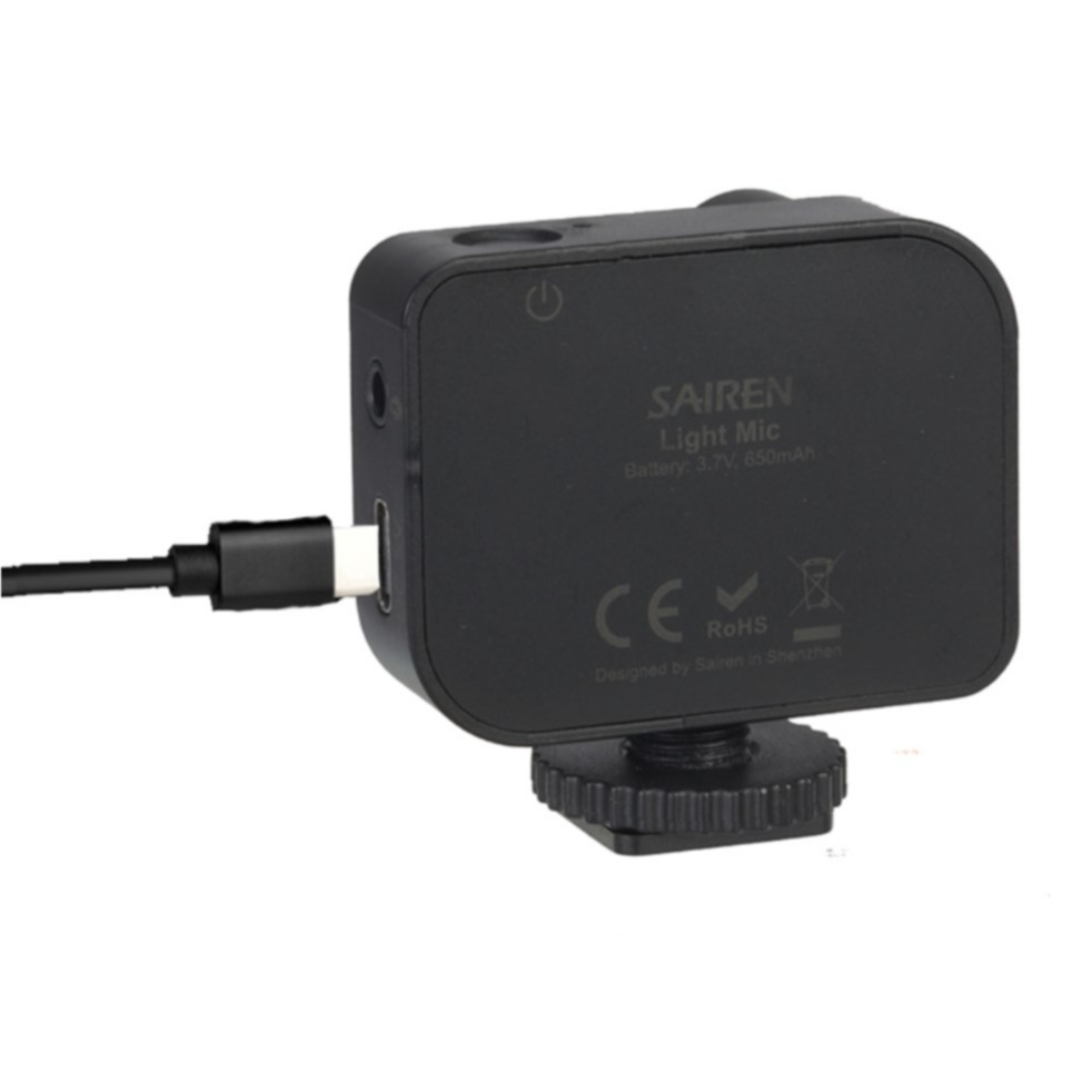 2in1 LED Foto Licht Lavalier Mikrofon für Kamera / Smartphone mit USB C / 3.5mm Klinke / Blitzschuh Anschluss   Rauschunterdrückung