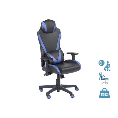 Fauteuil gamer ONLINE - accoudoirs réglables - enceintes intégrées - noir et bleu