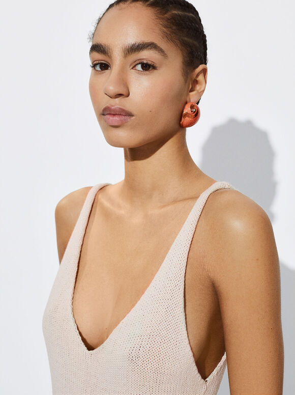 Vestido de malha metálica - Branco-creme