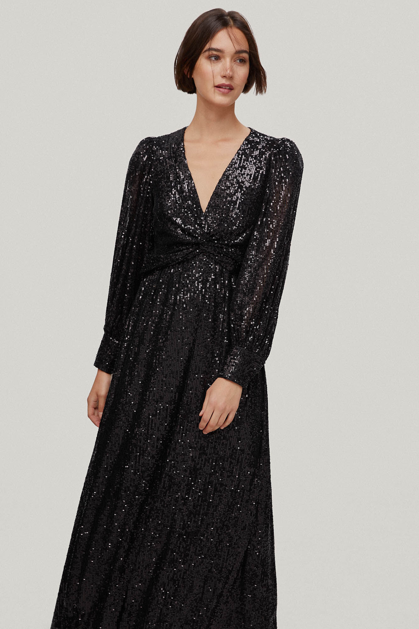 Vestido Jacaranda com lantejoulas brilhantes - Preto