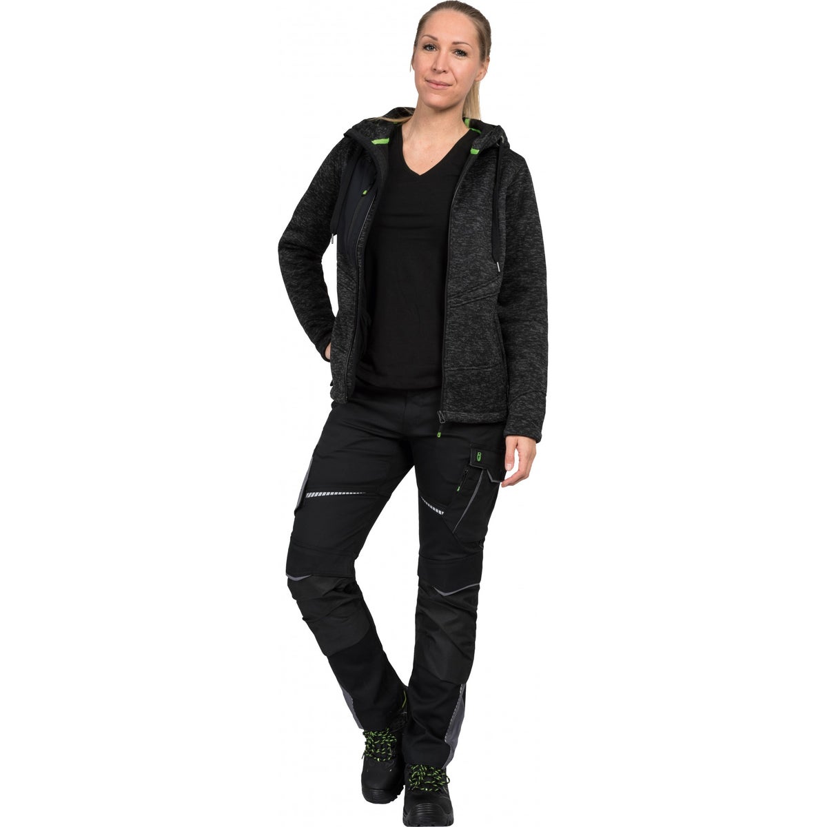 Bodyguard Fleece Cardigan Werkjas Zwart Melange Maat L Unisex