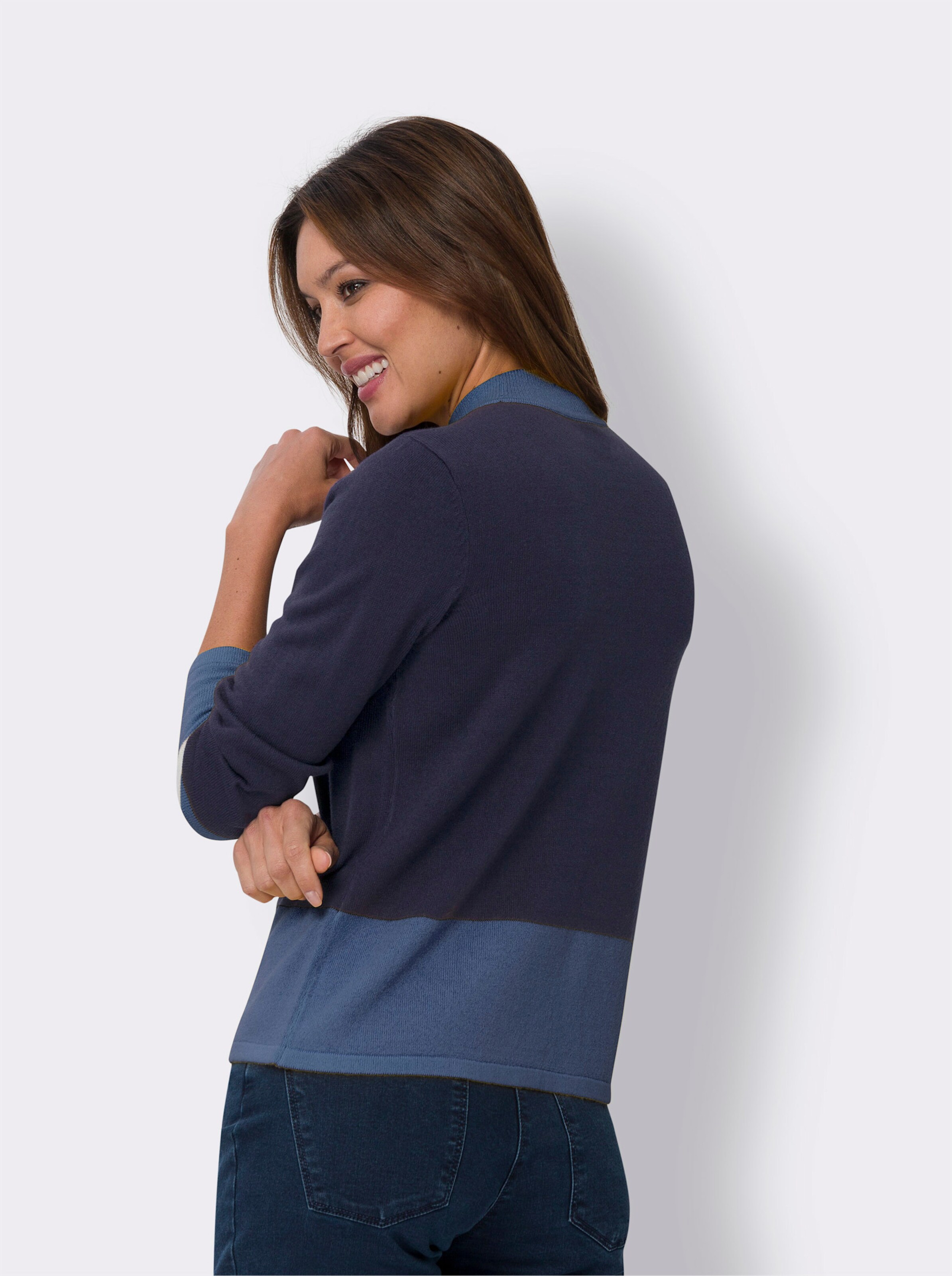 Langarm-Pullover im Color-Blocking-Dessin