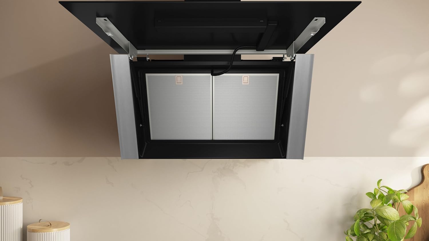 NEFF D98IPT2S0, N 90, Smarte Wandesse, Dunstabzugshaube zur Wandmontage, 90 cm breit, Made in Germany, Efficient Drive, Automatischer Luftsensor, Kochfeldbasierte Haubensteuerung, Touch Control