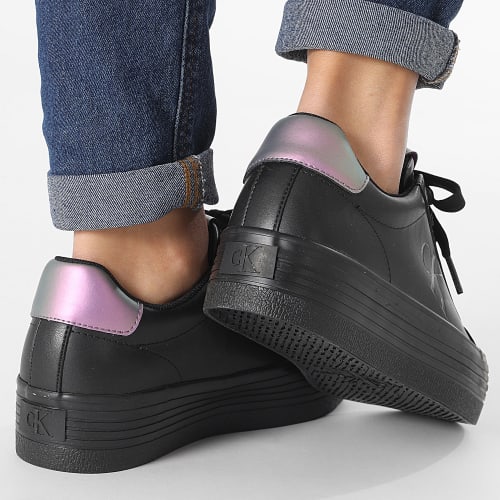 Baskets Femme Bold Vulcan Flatform Laceup Leather 1144 Black Amethyst