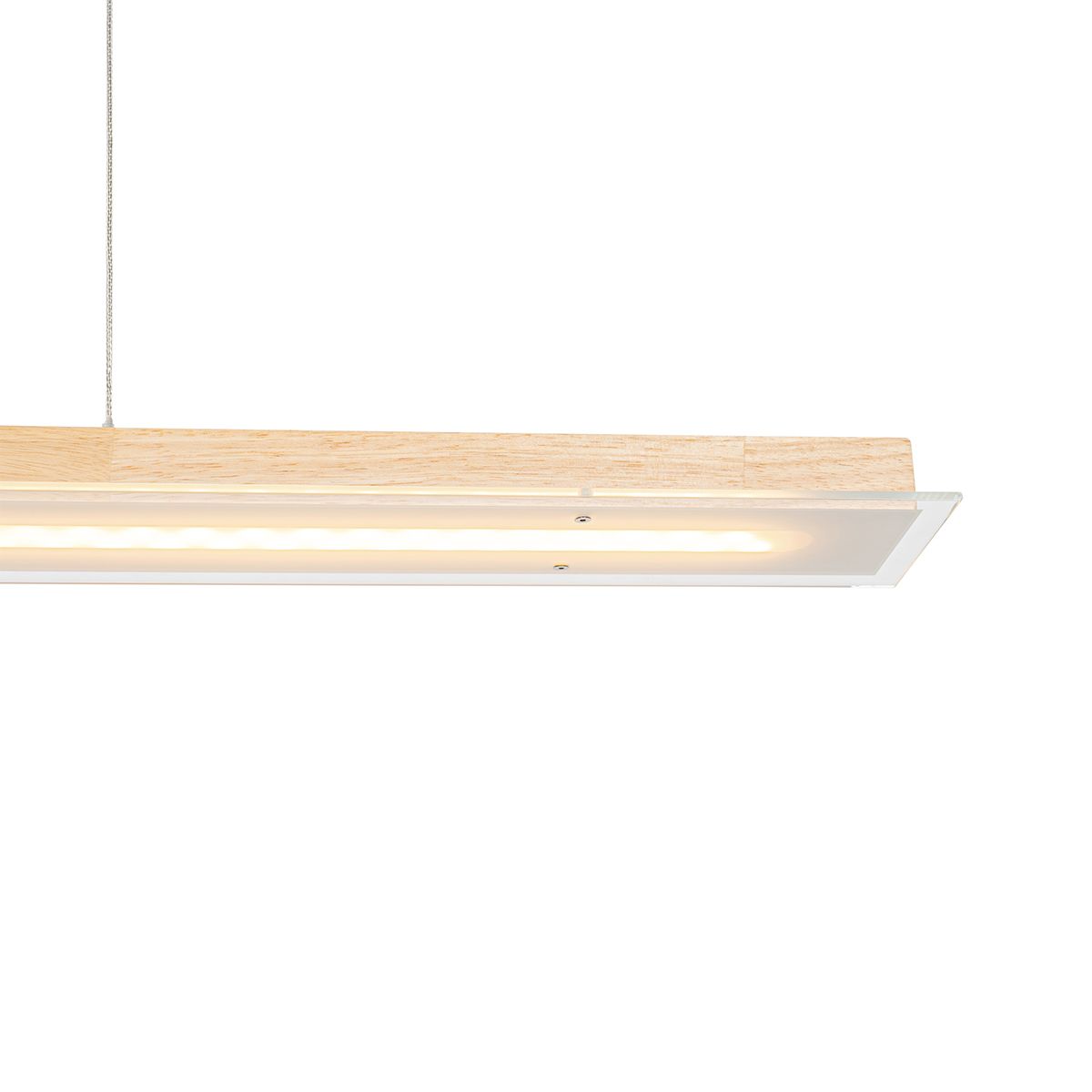 Landelijke hanglamp hout incl. LED met touchdimmer - Platina