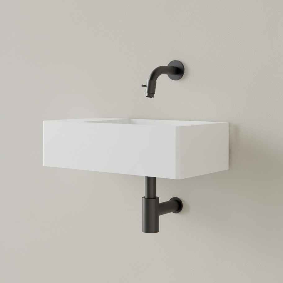 Sanigoods Luko fontein 40x22cm links zonder kraangat mat wit