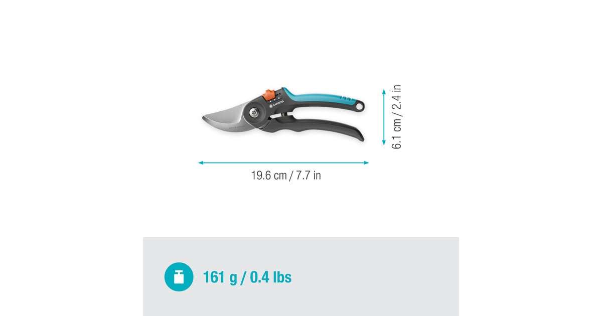 GARDENASnoeischaar PremiumCut Flex, bypass  (Grijs/turquoise, tuinsnoeischaar voor groen hout, 24 mm)