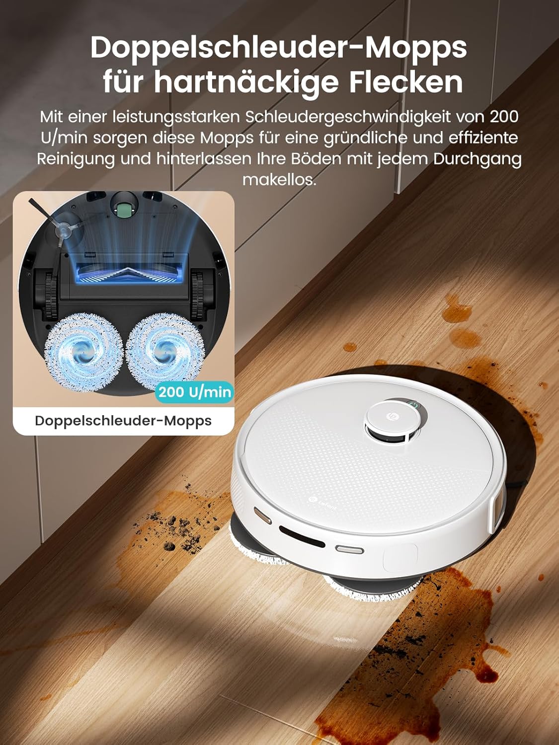 LEFANT M3 Gen2 Saugroboter mit Wischfunktion, 12000Pa Saugkraft Staubsauger Roboter, Anti-Verfilzungs-Seitenbürste, Hindernisvermeidung, LiDAR-Navigation, All-in-One Dock, App/Alexa/i Watch Steuerung