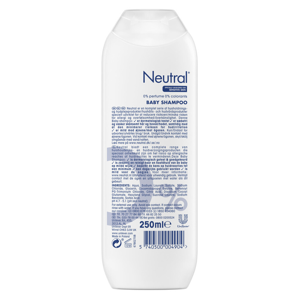 6x Neutral Baby Shampoo Parfumvrij250 ml