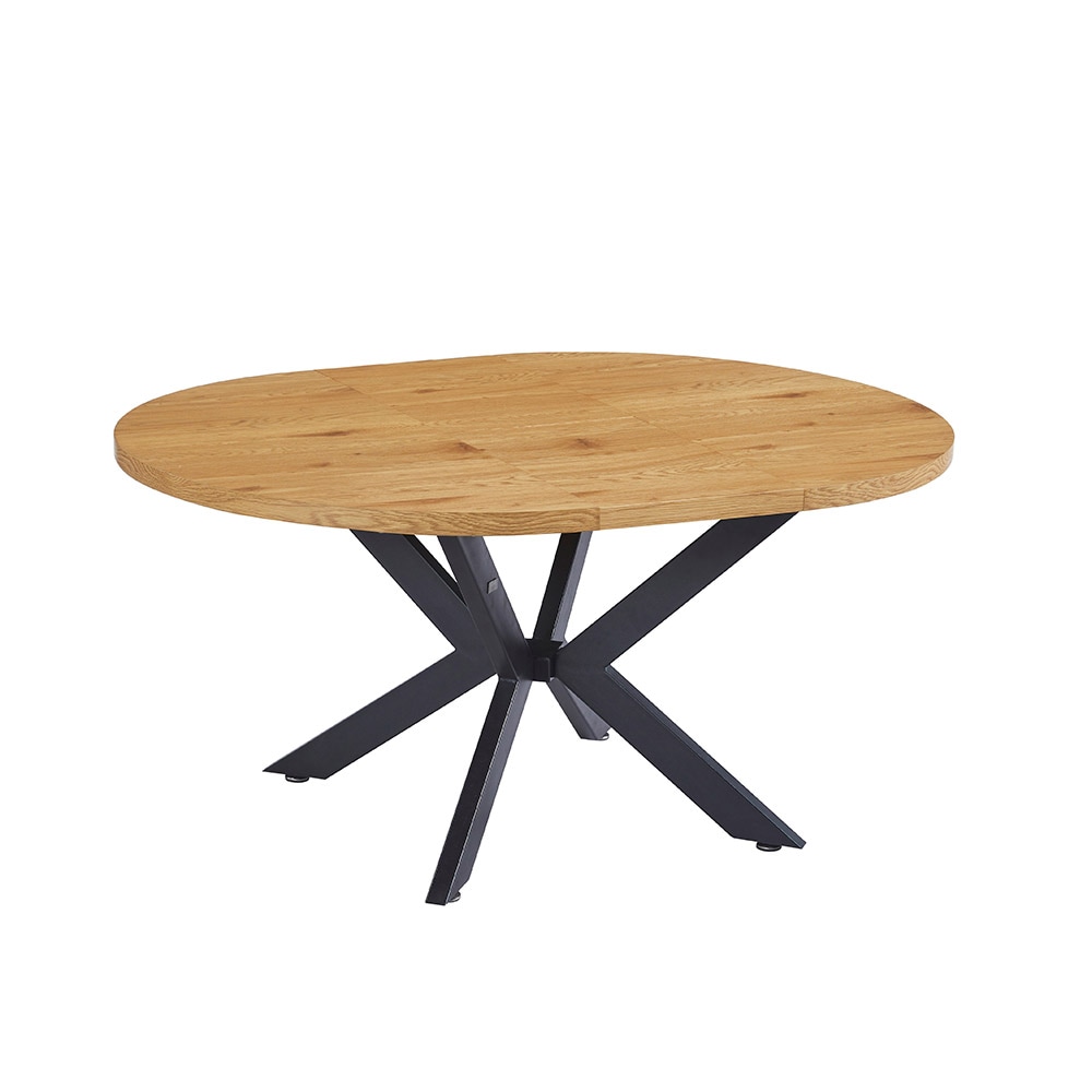 HOME DELUXE Ausziehbarer Esstisch Rund AVENTURA inkl. Sternfuß - 120 x 120 cm - versch. Farben - Light Oak