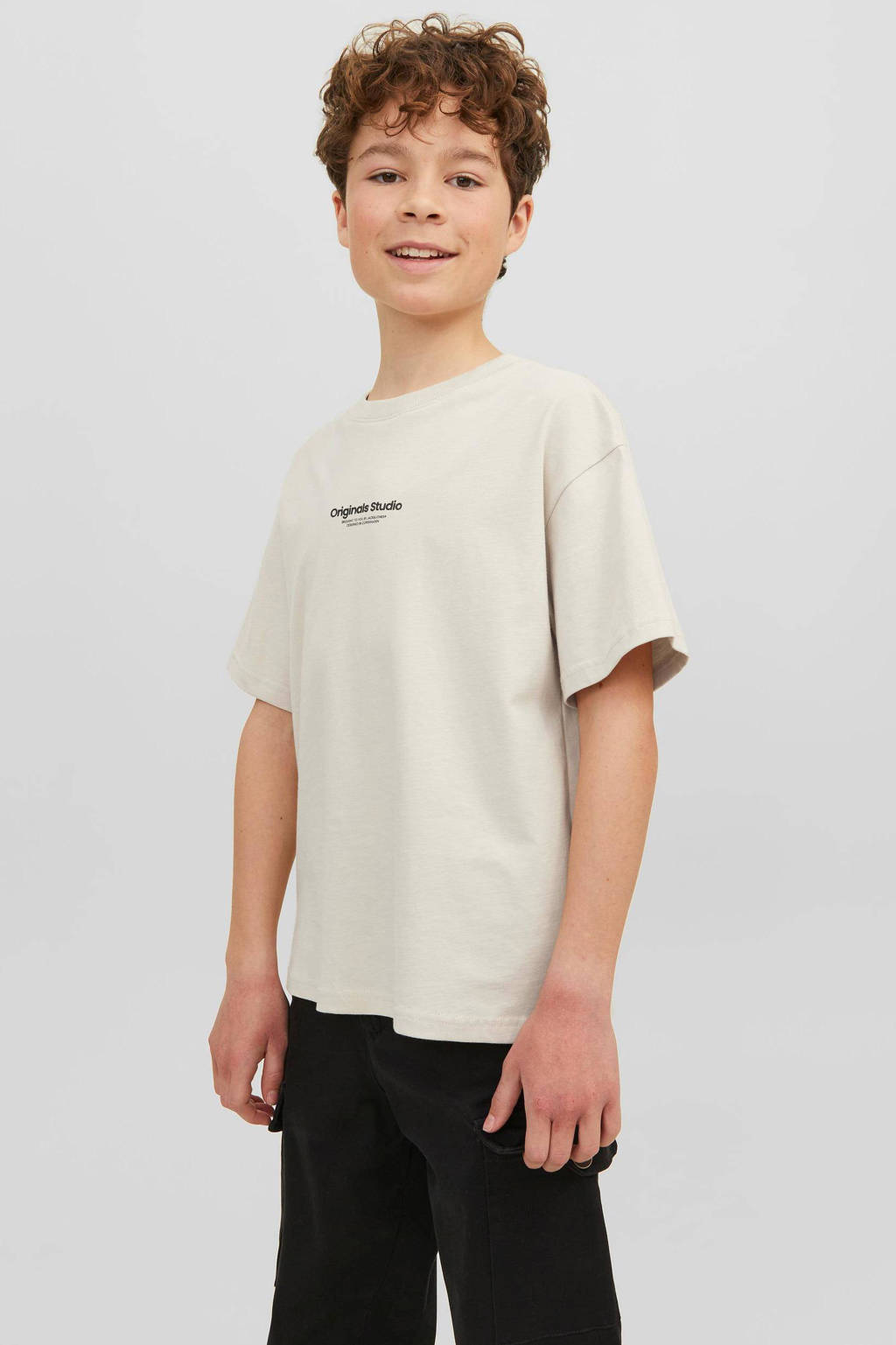 JACK & JONES T-shirt JORVESTERBRO met tekst beige