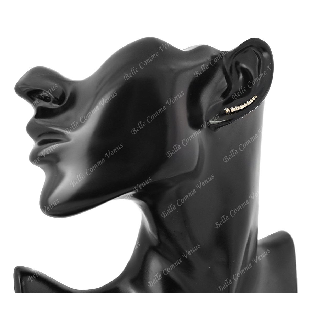 Boucles d'oreilles grimpantes contour de lobe serti d'oxyde de zirconium clos rond Plaqué OR 750 3 microns