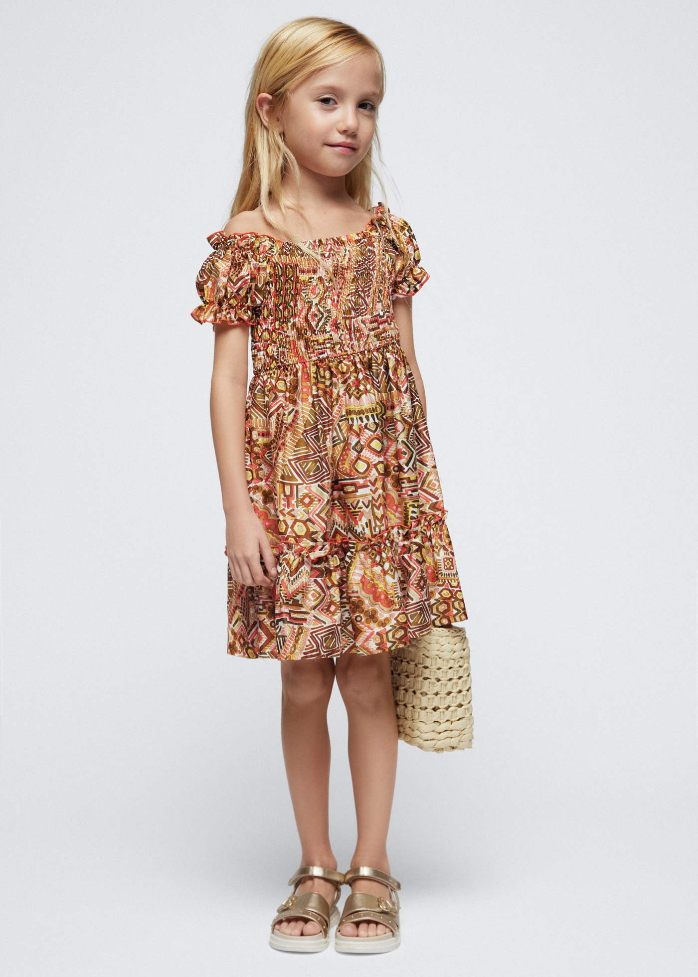 Vestido de malha franzida Better Cotton para meninas, Granadina