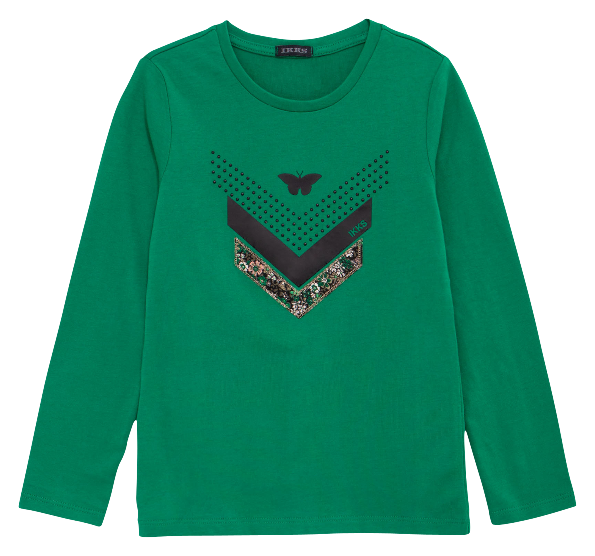 Tee-shirt manches longues imprimé en coton| Vert