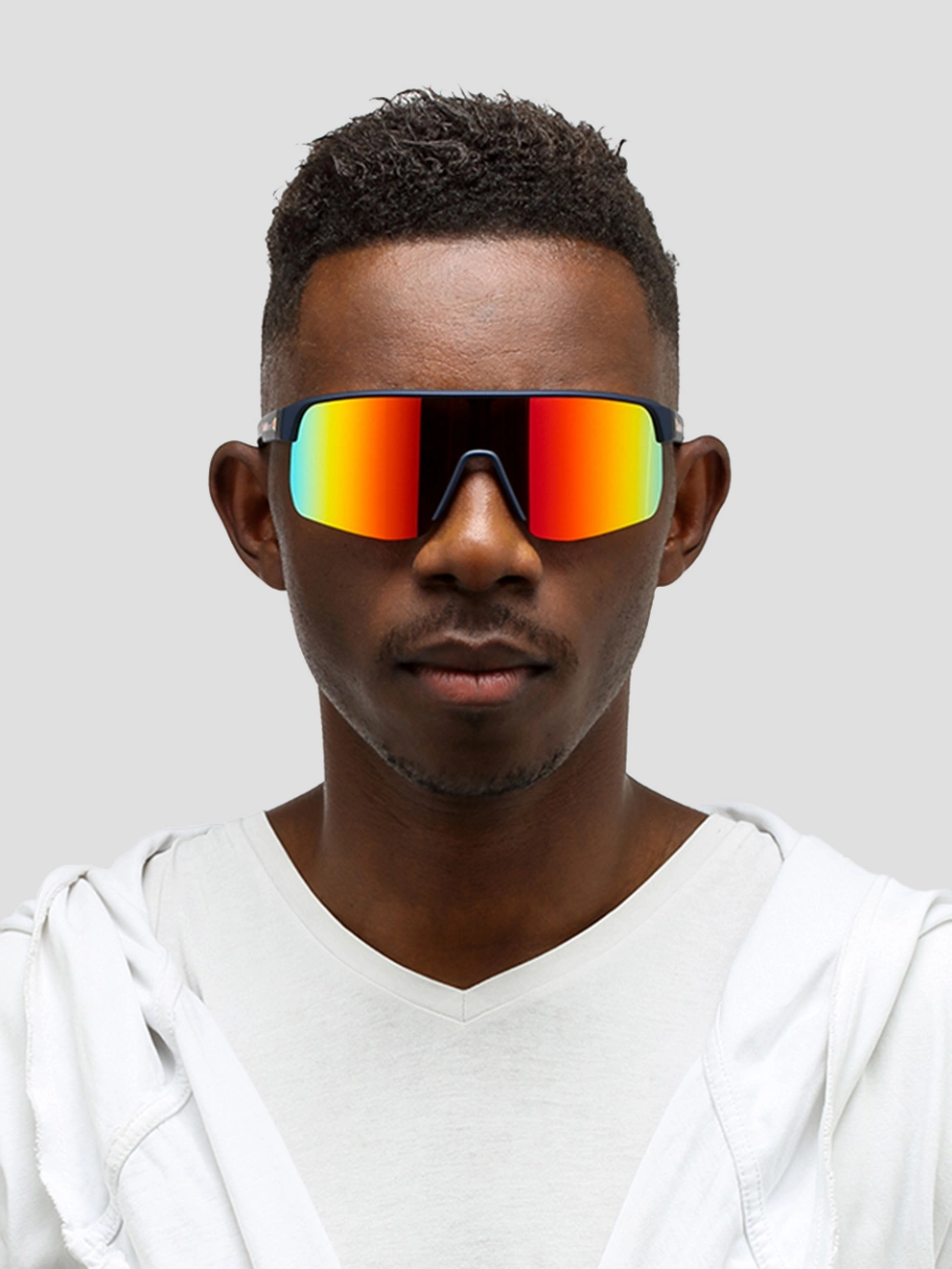 Red Bull SPECT Eyewear DAKOTA-004 Matt Metallic Blue Sunglasses brown with orange revo