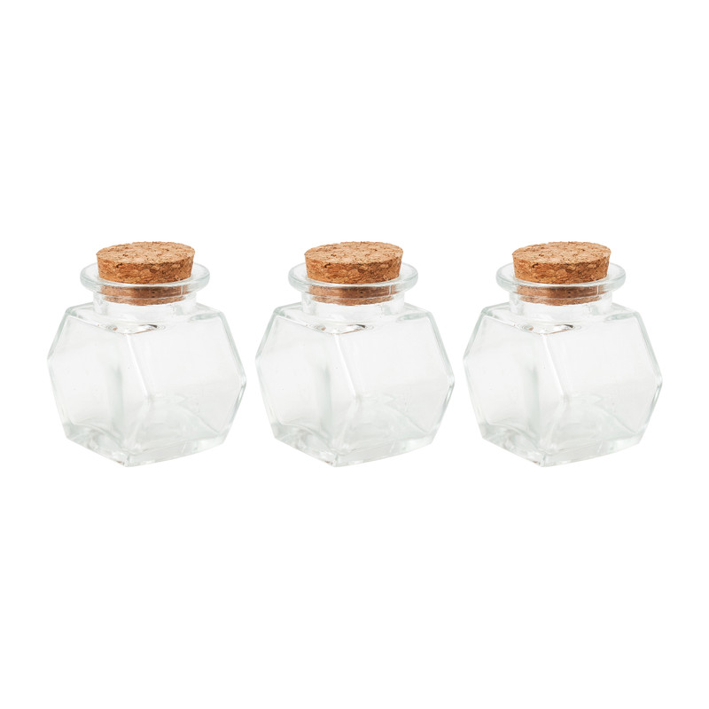 Mini opbergpotje met kurk - set van 3 - 5 ml