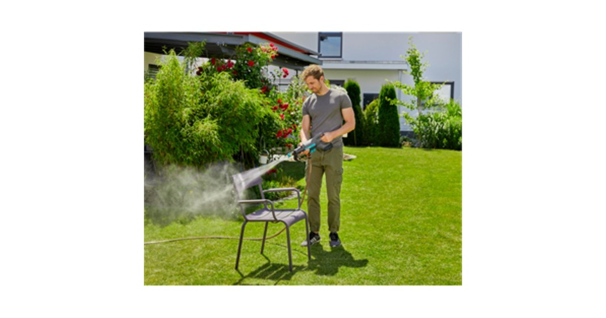 GARDENAAquaClean 24/18 V P4A solo drukreiniger  (Grijs/turquoise, 14800-55, Accu niet inbegrepen)