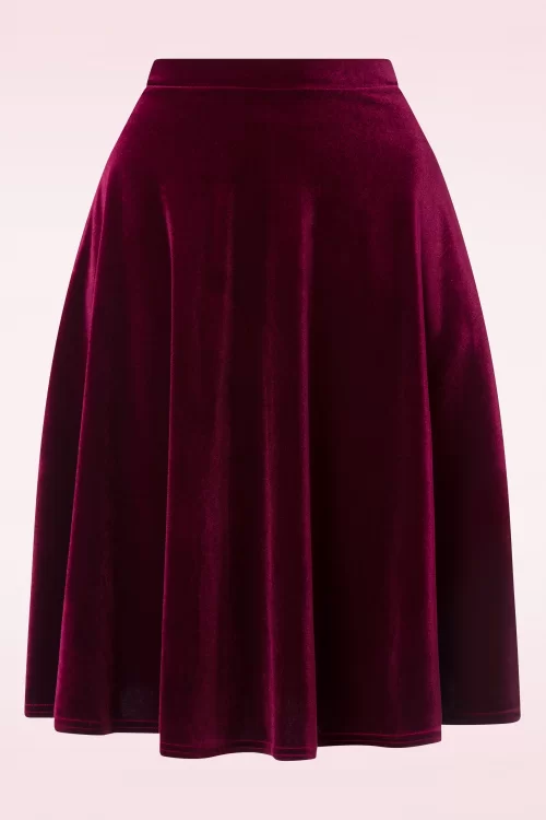 Vintage Chic for Topvintage Sheila swing rok in bordeaux fluweel