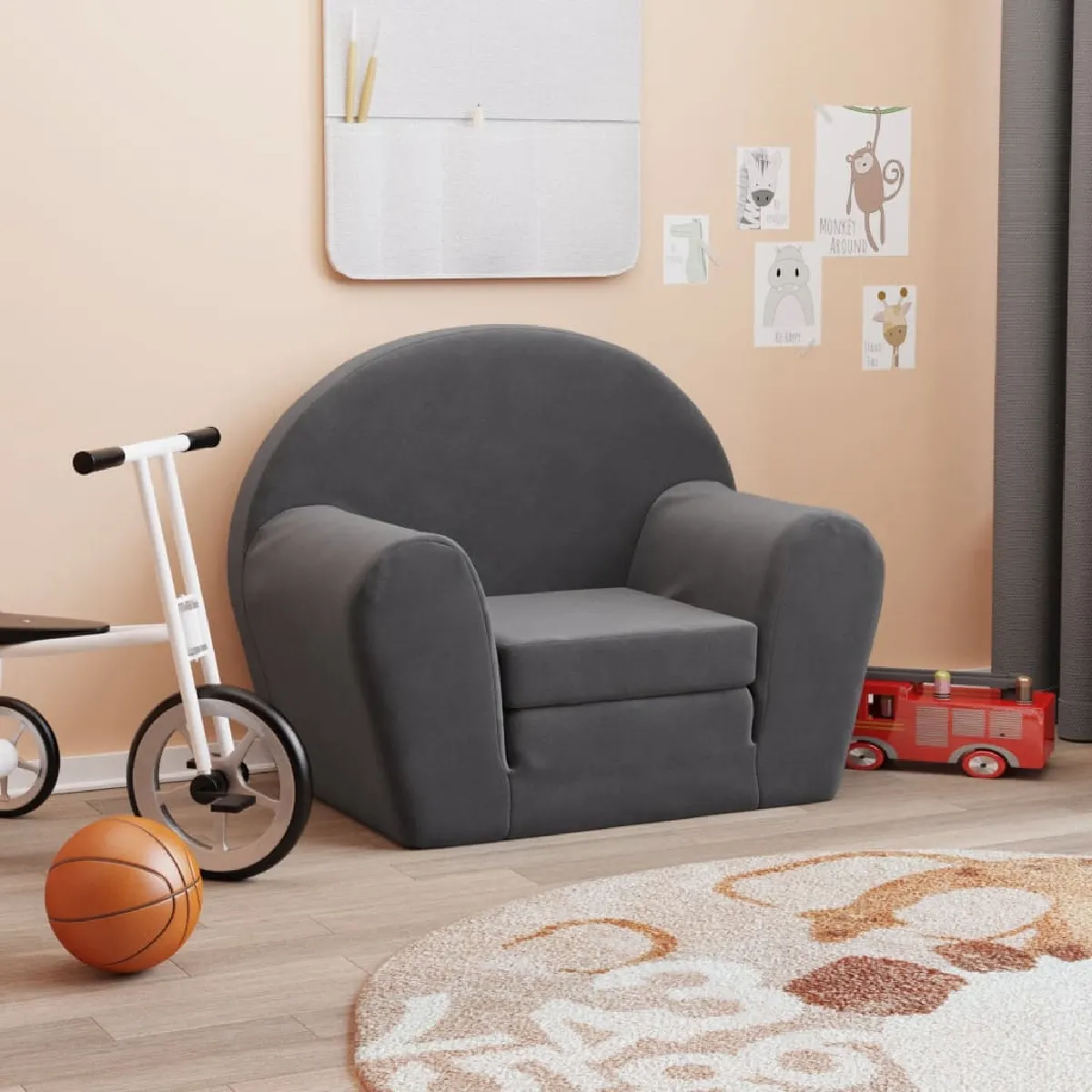 vidaXL Canapé-lit enfant - Anthracite