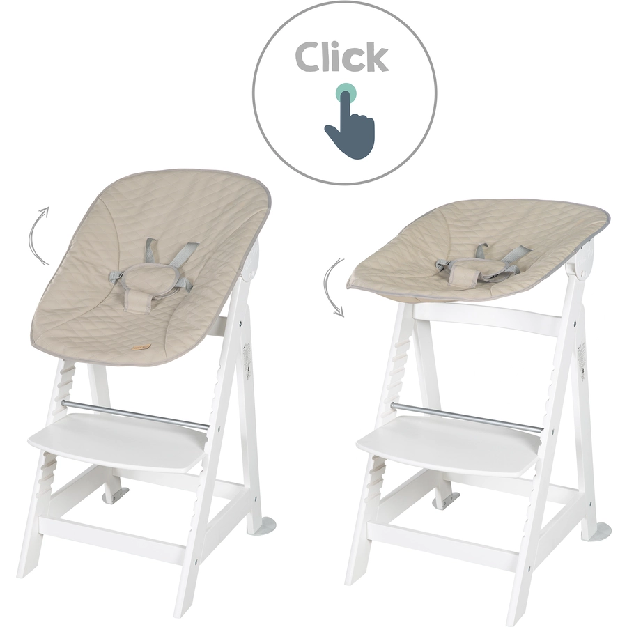roba Treppenhochstuhl Born Up weiß Set 2 in 1 inkl. Aufsatz Greyish gesteppt