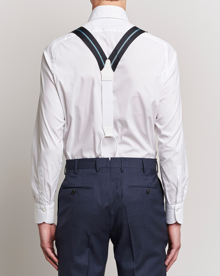 Albert Thurston Thin Stripe Braces 40mm Black/Sky