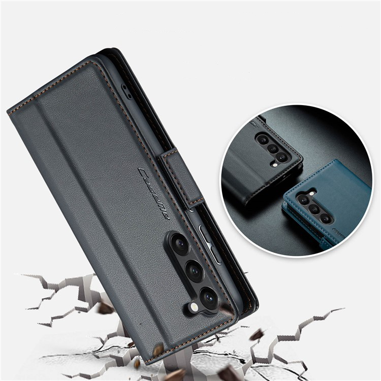 Samsung Galaxy S24  Plus Leder Tasche Flip Wallet Etui mit Kartenfächern Litchi Look - Schwarz