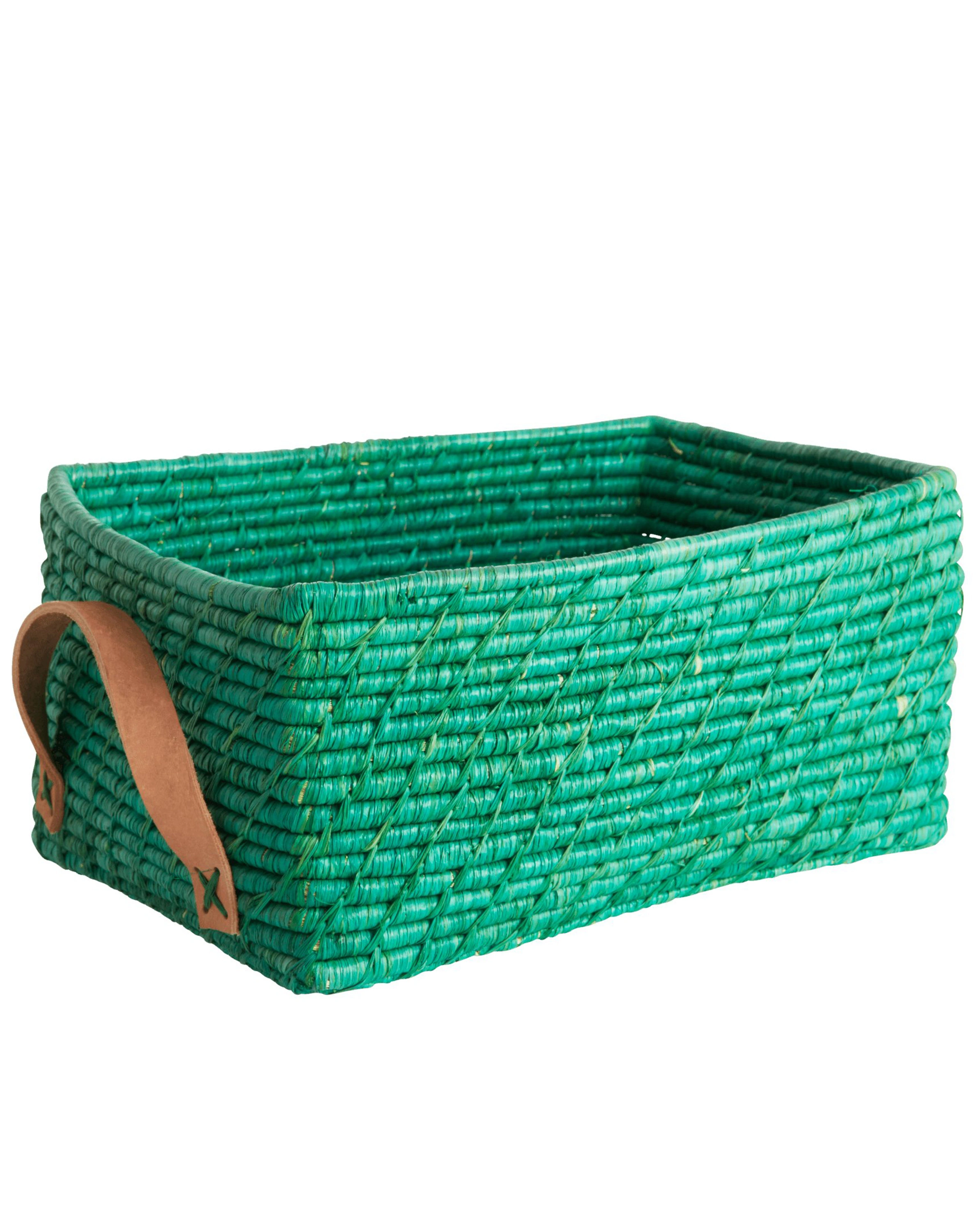 Raffia-Korb RECTANGLE in grün
